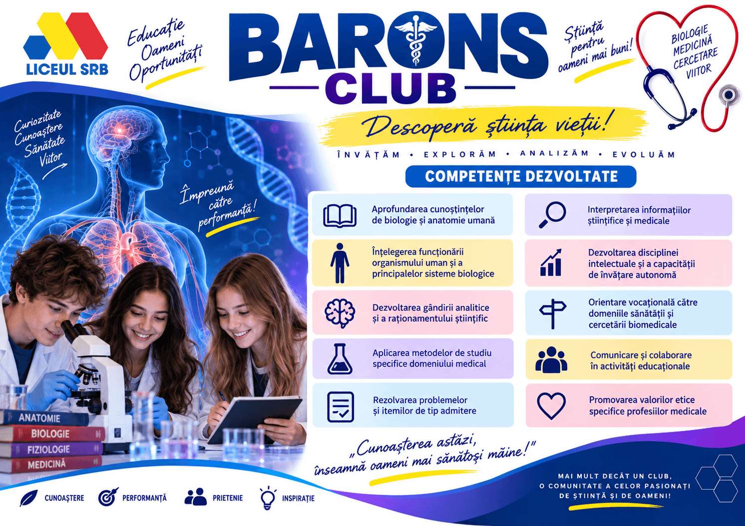 BARONS Club – Pregătire pentru Medicină și Științele Vieții - clasa a X-a
